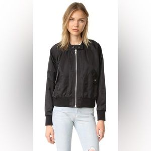 Free People Midnight Bomber Satin Effect Full Zip Jacket Black Small